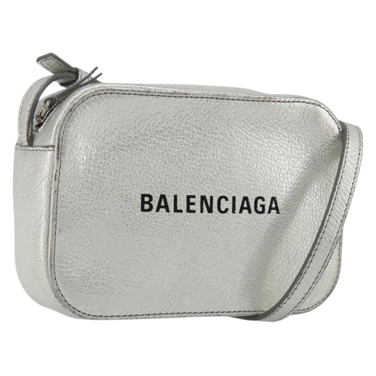 BALENCIAGA Everyday Shoulder Bag Leather Silver 552372 Auth 192828A