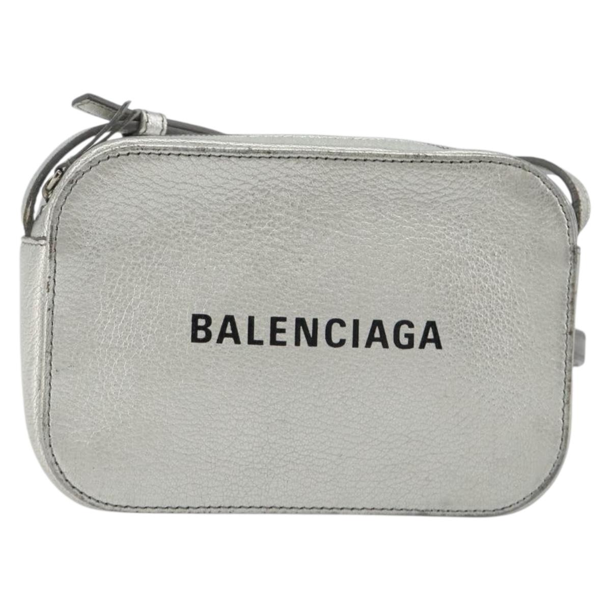 BALENCIAGA Everyday Shoulder Bag Leather Silver 552372 Auth 192828A