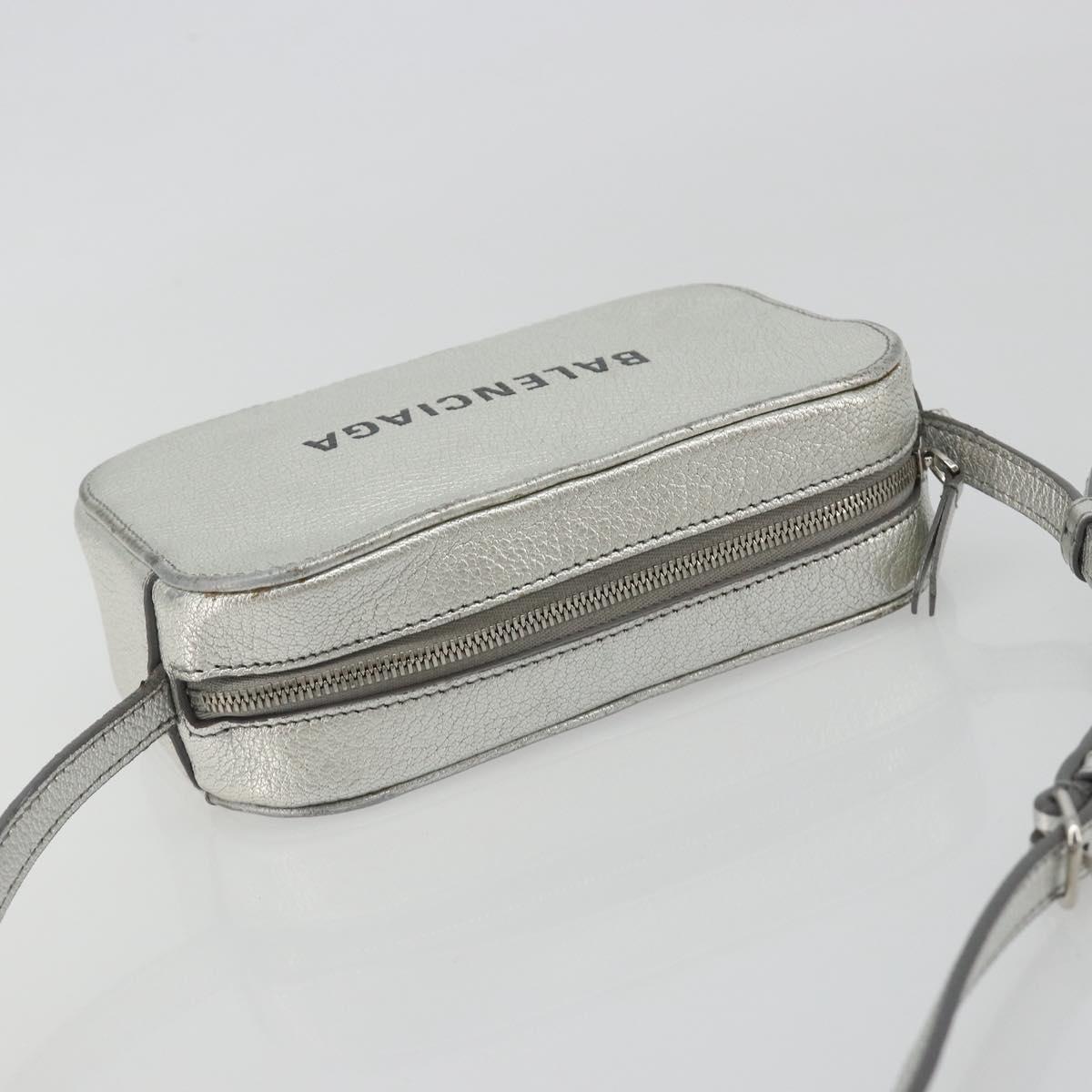 BALENCIAGA Everyday Shoulder Bag Leather Silver 552372 Auth 192828A