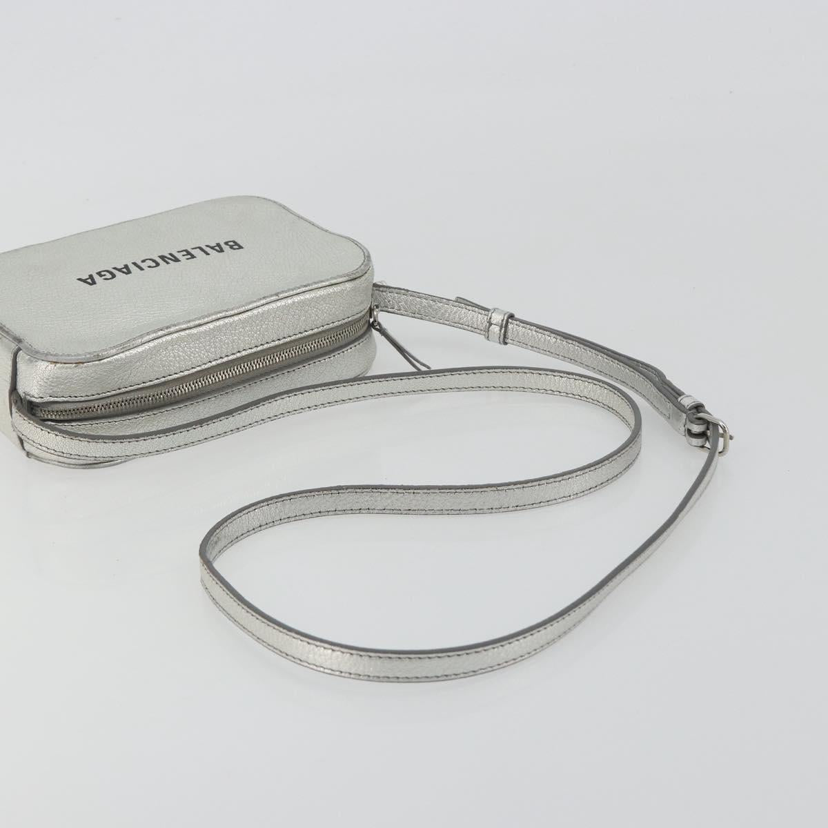 BALENCIAGA Everyday Shoulder Bag Leather Silver 552372 Auth 192828A