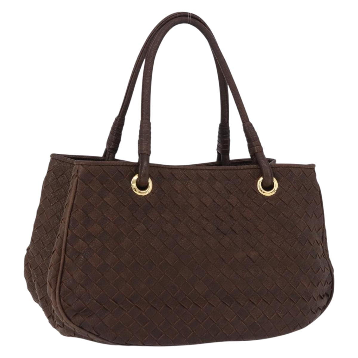 BOTTEGA VENETA INTRECCIATO Hand Bag Leather Brown Gold Tone Auth 192829A