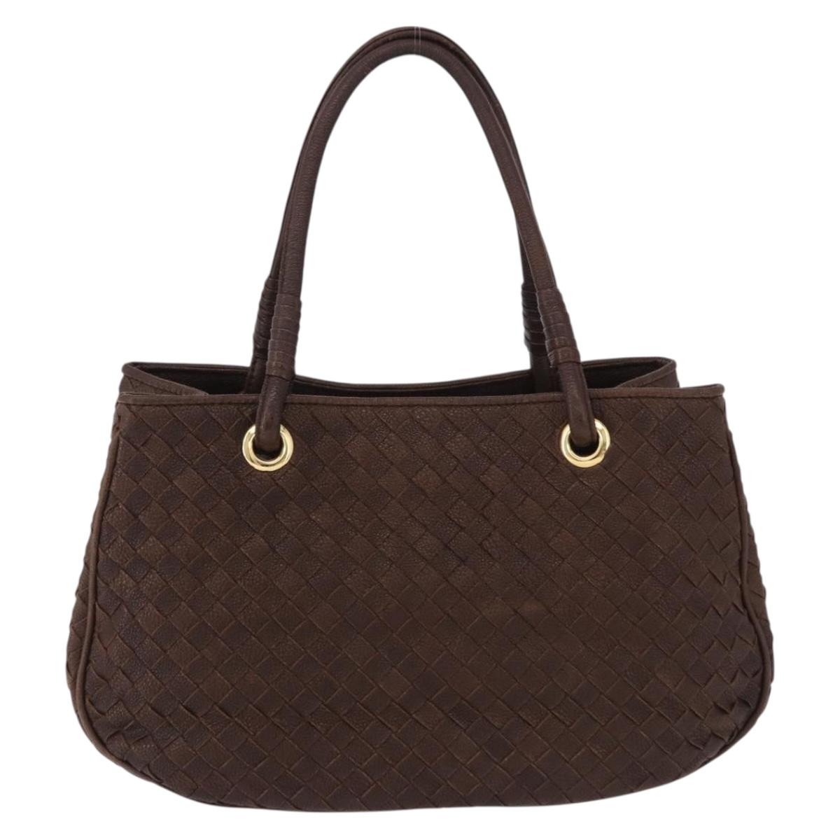 BOTTEGA VENETA INTRECCIATO Hand Bag Leather Brown Gold Tone Auth 192829A