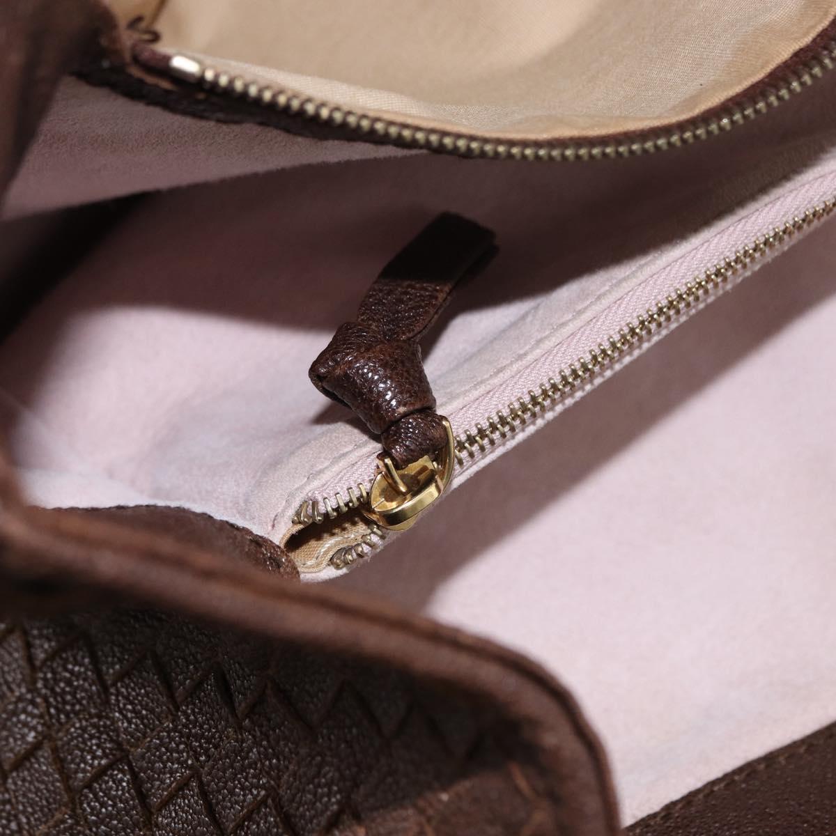 BOTTEGA VENETA INTRECCIATO Hand Bag Leather Brown Gold Tone Auth 192829A