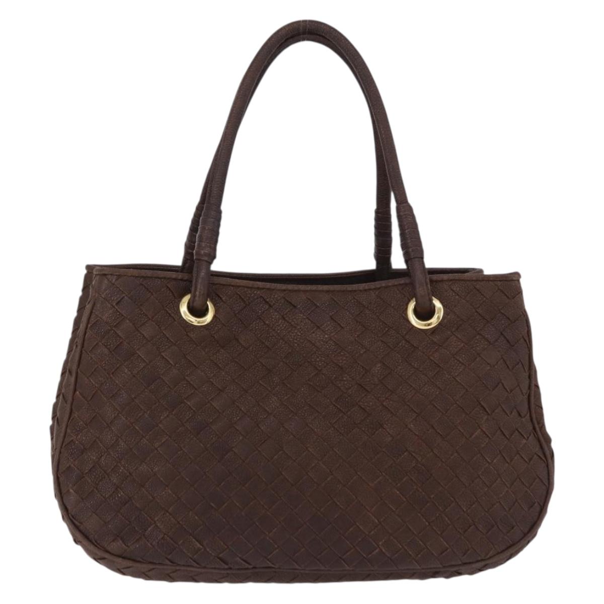 BOTTEGA VENETA INTRECCIATO Hand Bag Leather Brown Gold Tone Auth 192829A