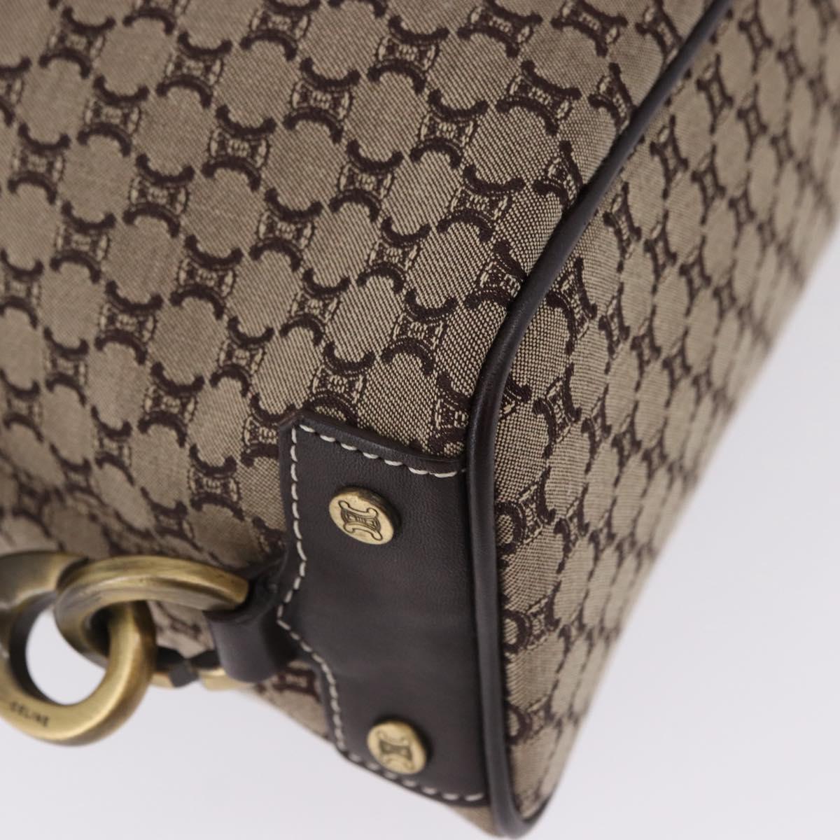 CELINE Macadam Canvas Boston Bag Beige Gold Tone Auth 192830A