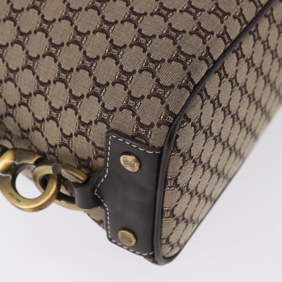 CELINE Macadam Canvas Boston Bag Beige Gold Tone Auth 192830A