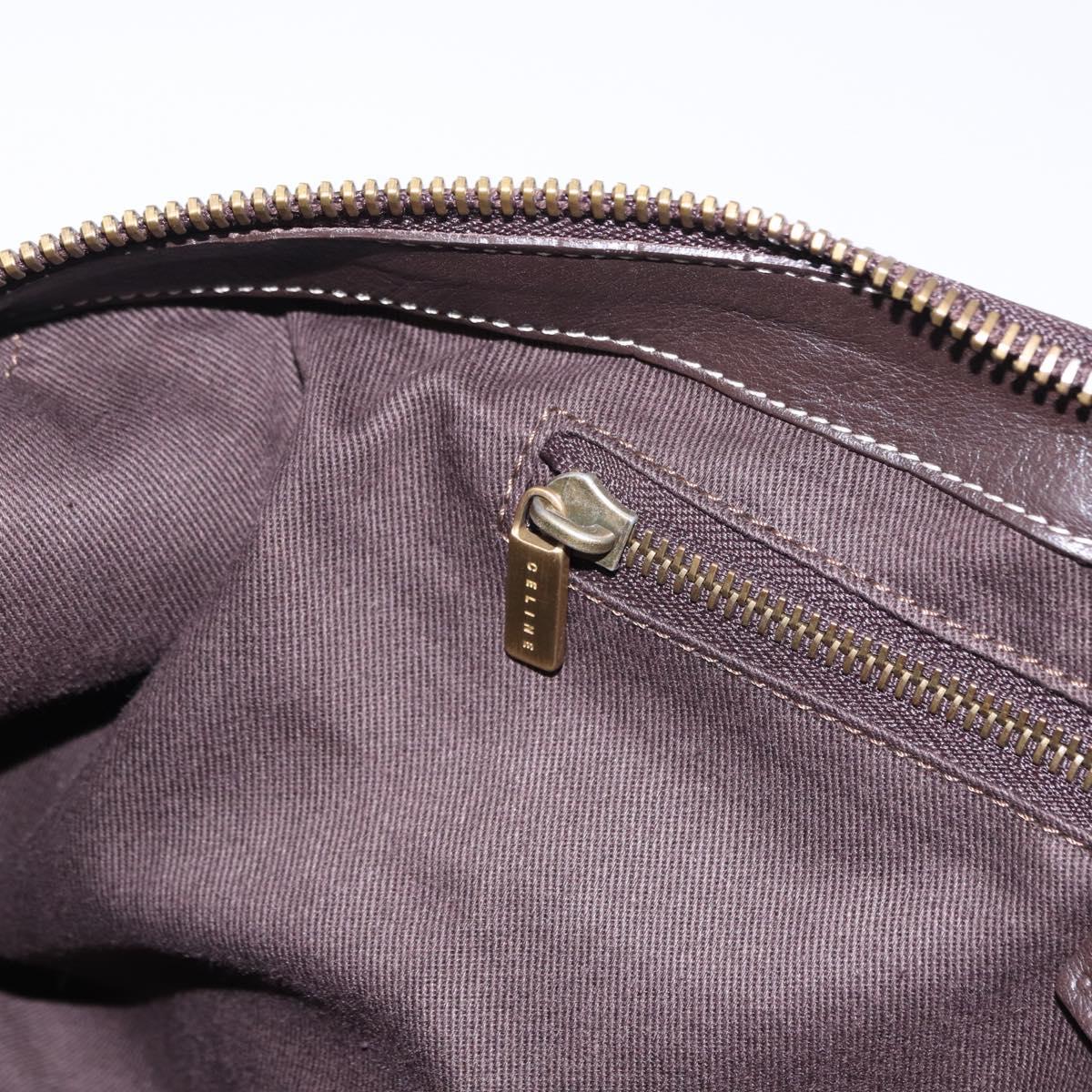 CELINE Macadam Canvas Boston Bag Beige Gold Tone Auth 192830A
