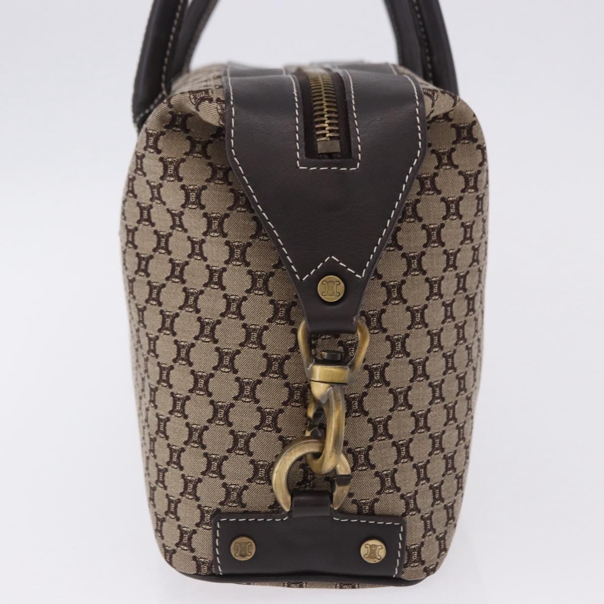 CELINE Macadam Canvas Boston Bag Beige Gold Tone Auth 192830A