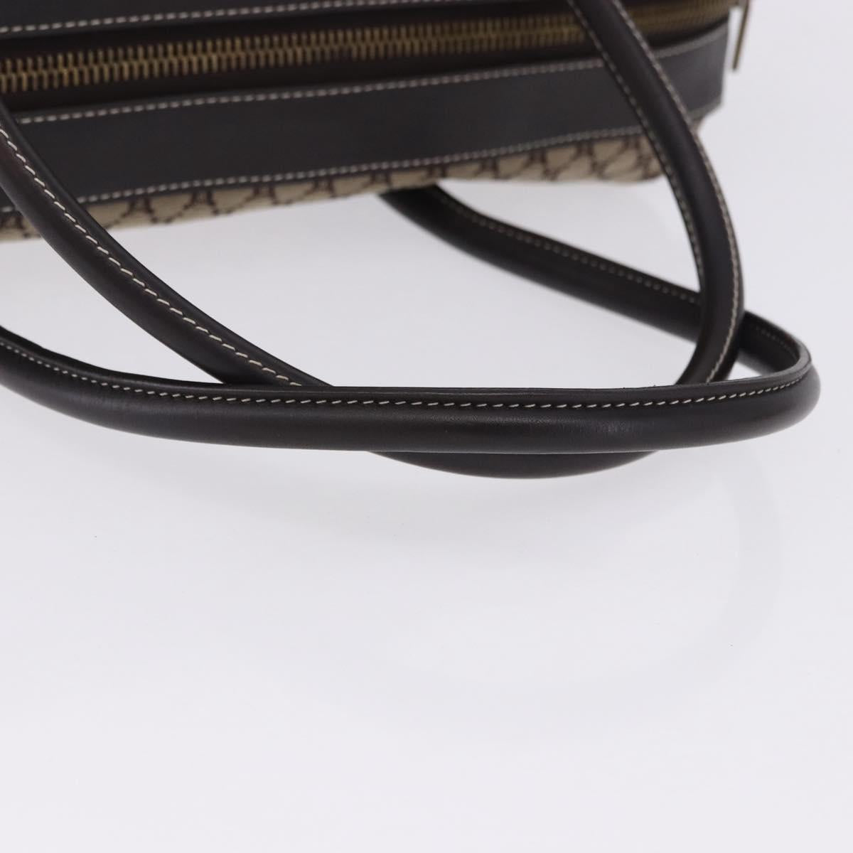CELINE Macadam Canvas Boston Bag Beige Gold Tone Auth 192830A