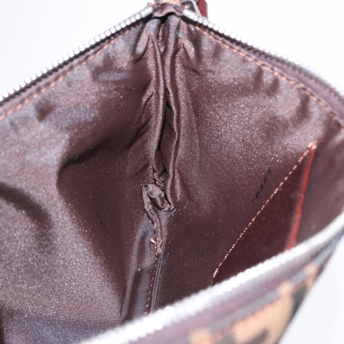 FENDI Zucca Canvas Shoulder Bag Brown Silver Auth 192834A
