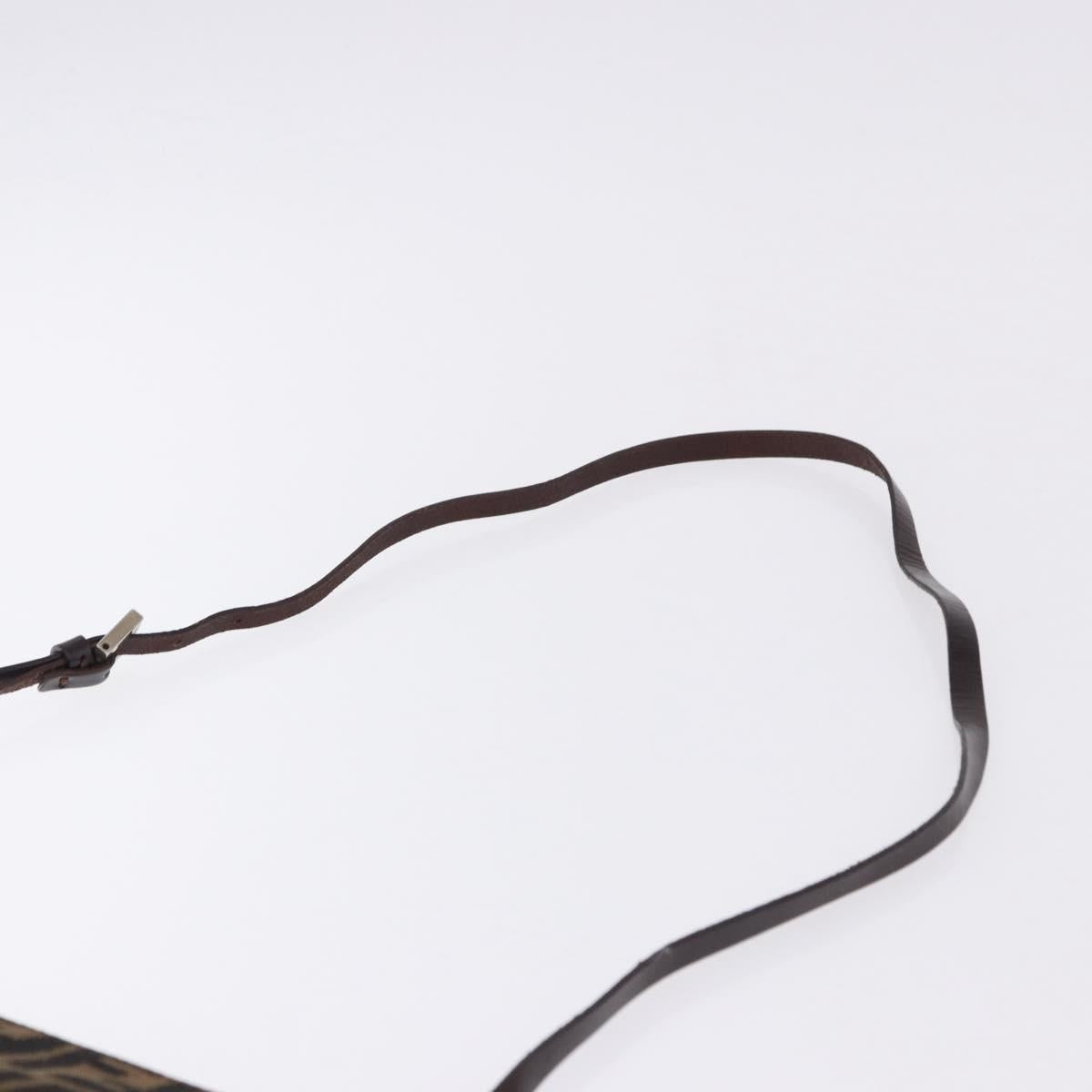 FENDI Zucca Canvas Shoulder Bag Brown Silver Auth 192834A