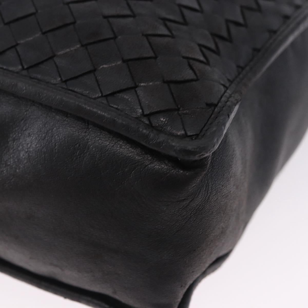 BOTTEGA VENETA INTRECCIATO Shoulder Bag Leather Black Gold Tone Auth 192836A