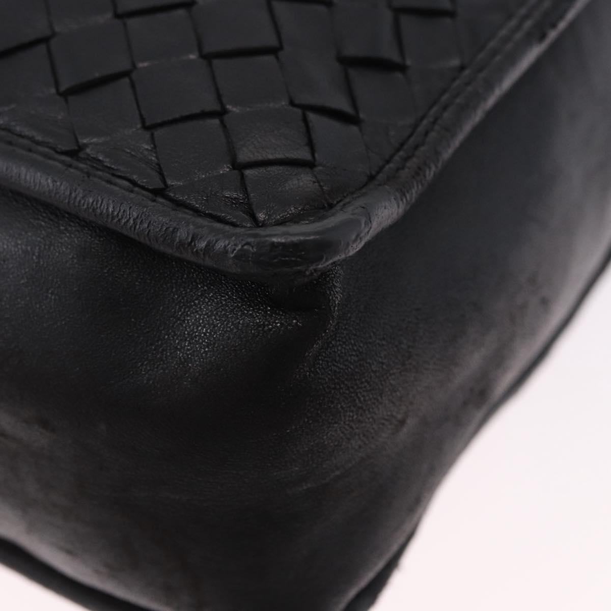 BOTTEGA VENETA INTRECCIATO Shoulder Bag Leather Black Gold Tone Auth 192836A