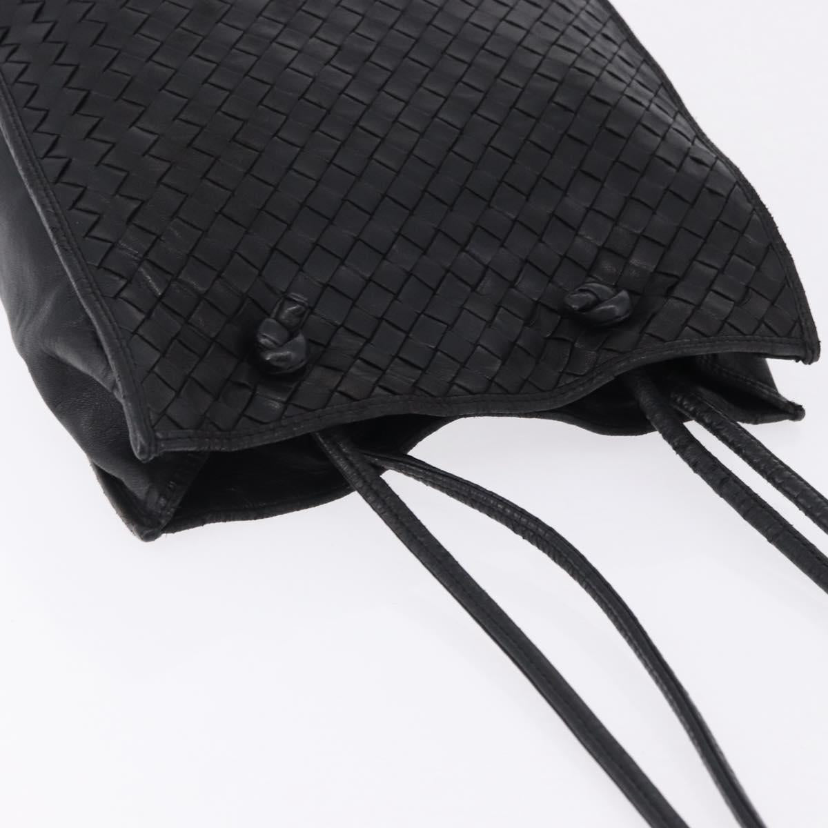 BOTTEGA VENETA INTRECCIATO Shoulder Bag Leather Black Gold Tone Auth 192836A