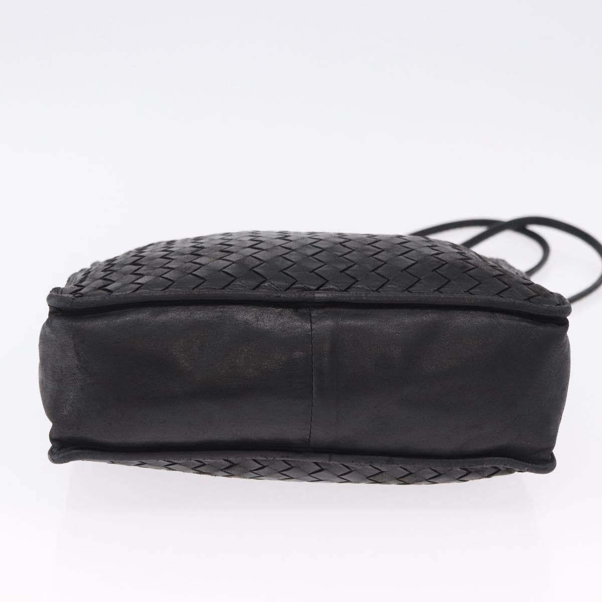 BOTTEGA VENETA INTRECCIATO Shoulder Bag Leather Black Gold Tone Auth 192836A