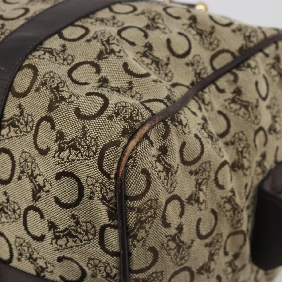 CELINE C Sulky Boston Bag Canvas Beige Gold Tone Auth 192838