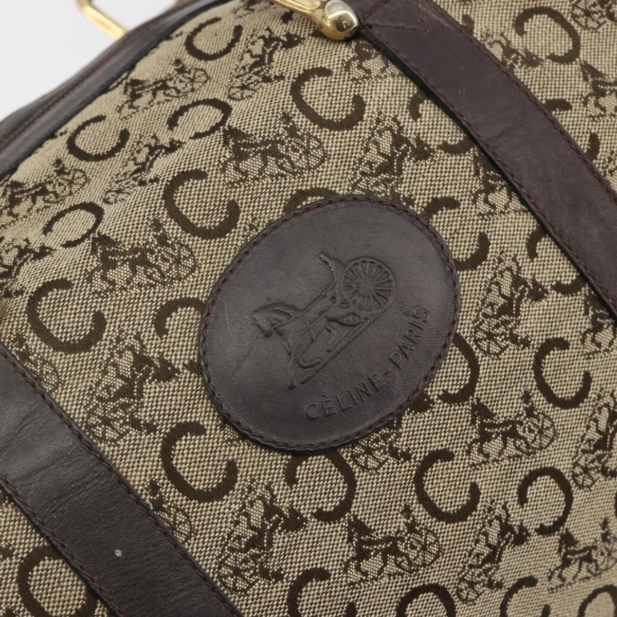 CELINE C Sulky Boston Bag Canvas Beige Gold Tone Auth 192838