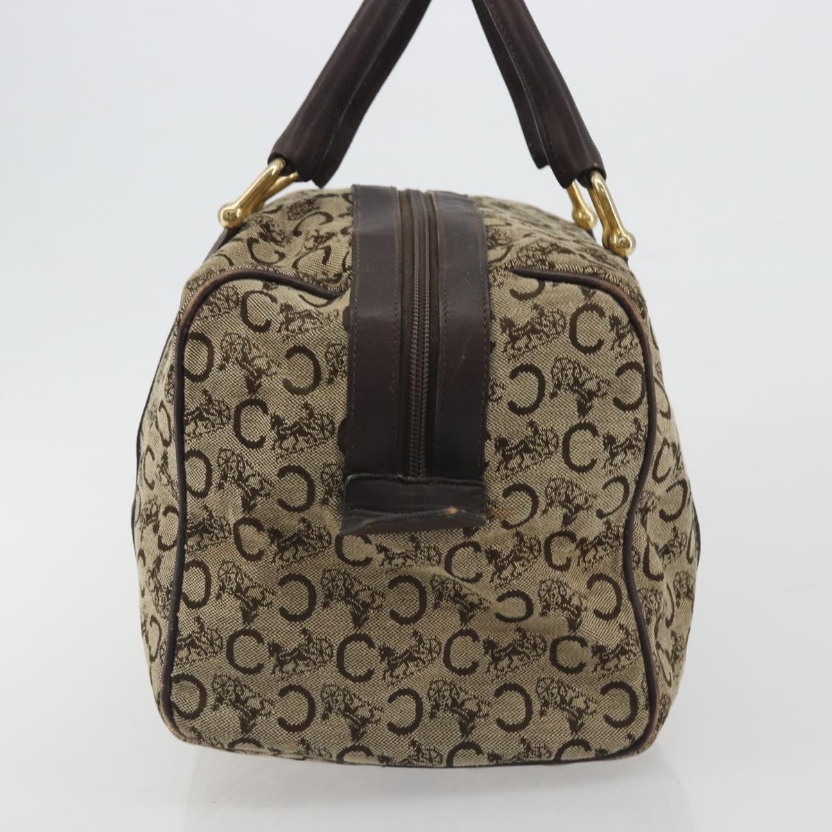 CELINE C Sulky Boston Bag Canvas Beige Gold Tone Auth 192838