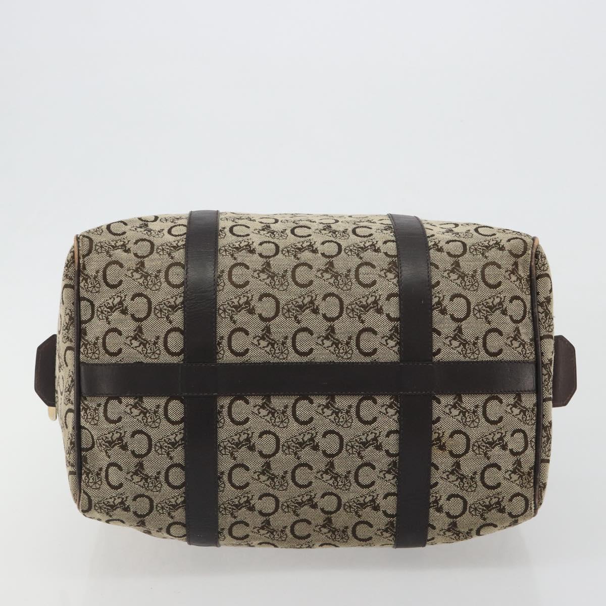 CELINE C Sulky Boston Bag Canvas Beige Gold Tone Auth 192838