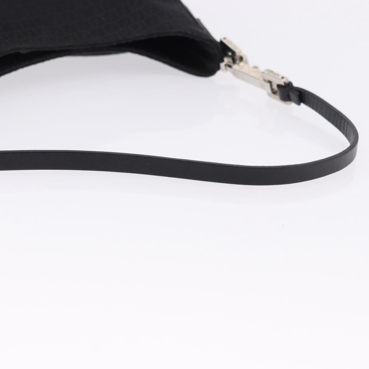 FENDI Zucchino Canvas Shoulder Bag Black Silver 8BR169 Auth 192840