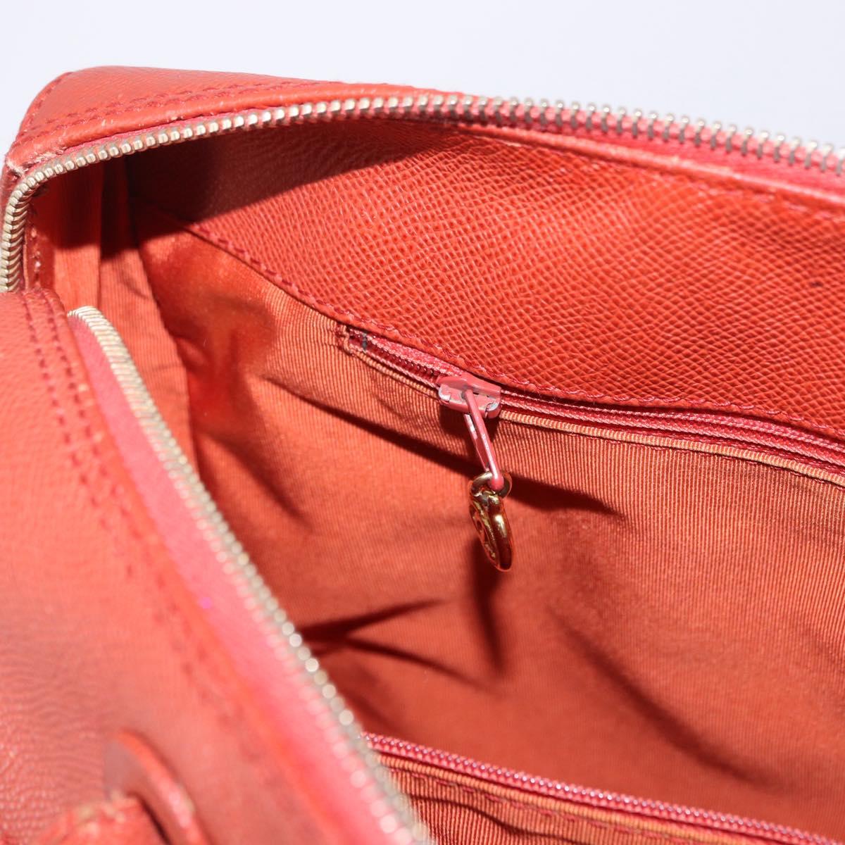 CHANEL Tote Bag Leather Orange Gold Tone CC Auth 192841