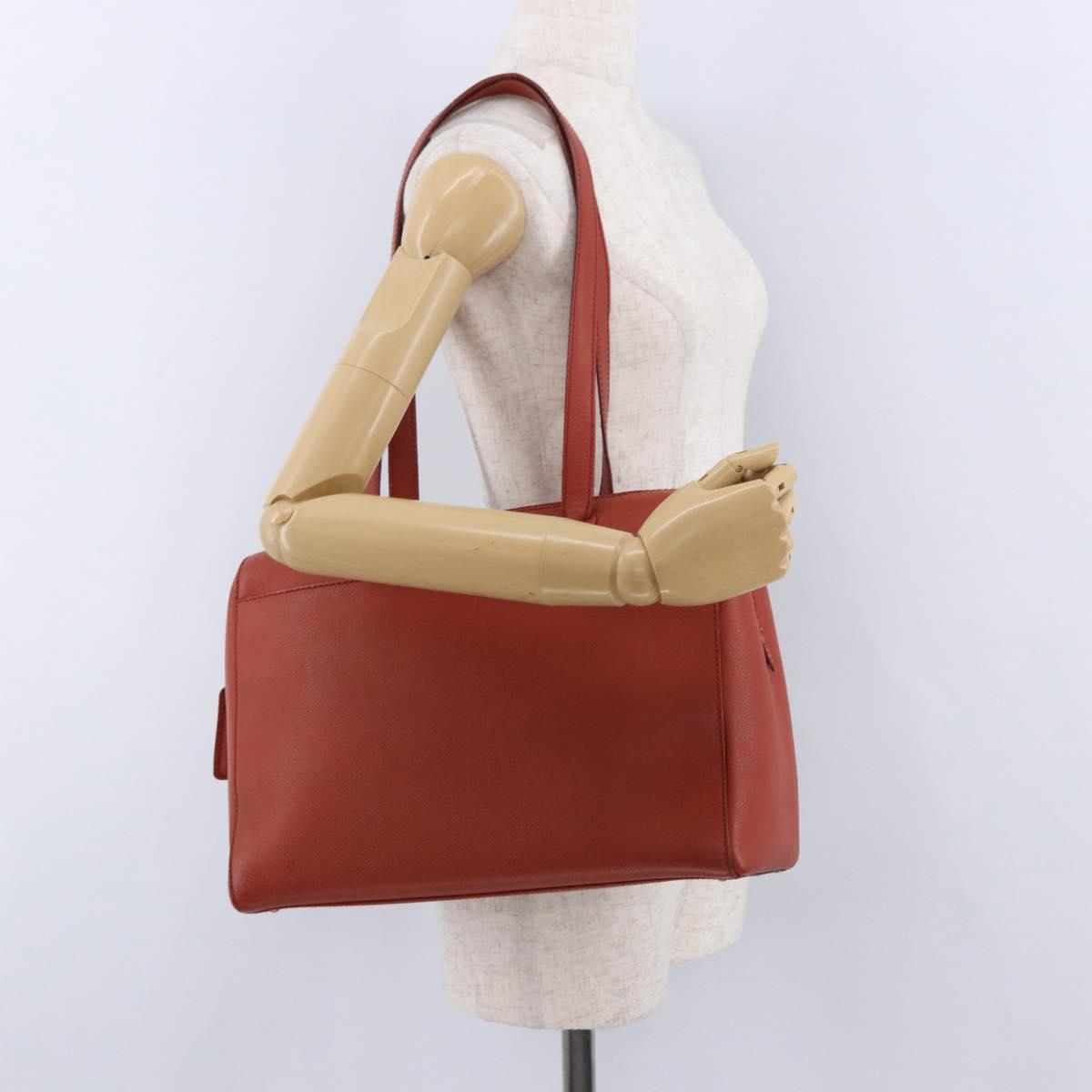 CHANEL Tote Bag Leather Orange Gold Tone CC Auth 192841