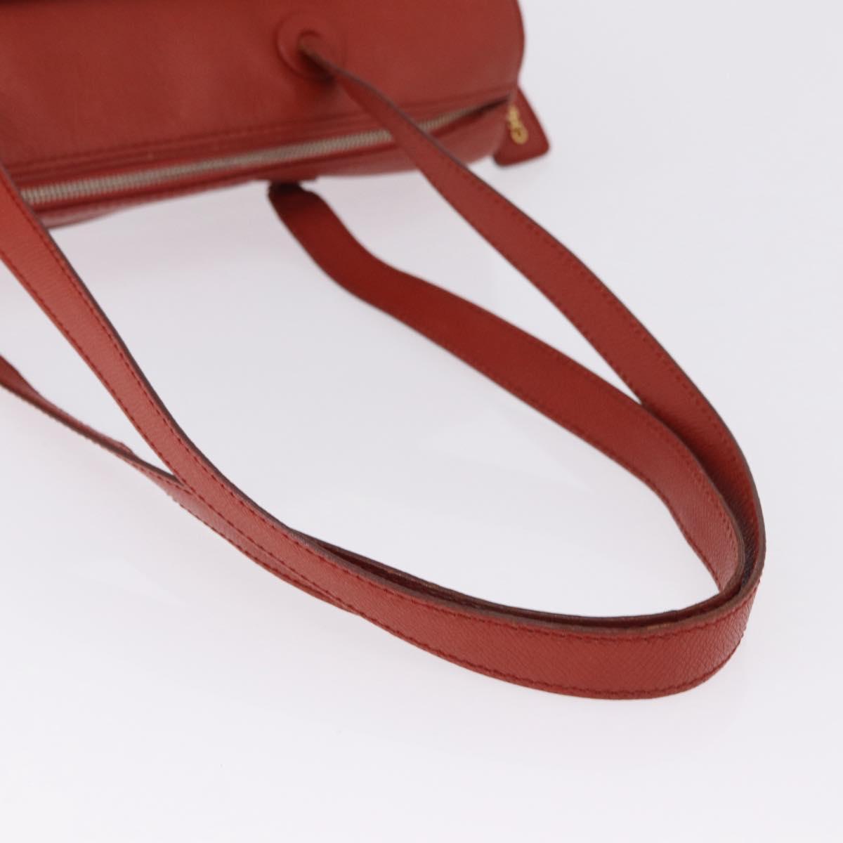 CHANEL Tote Bag Leather Orange Gold Tone CC Auth 192841