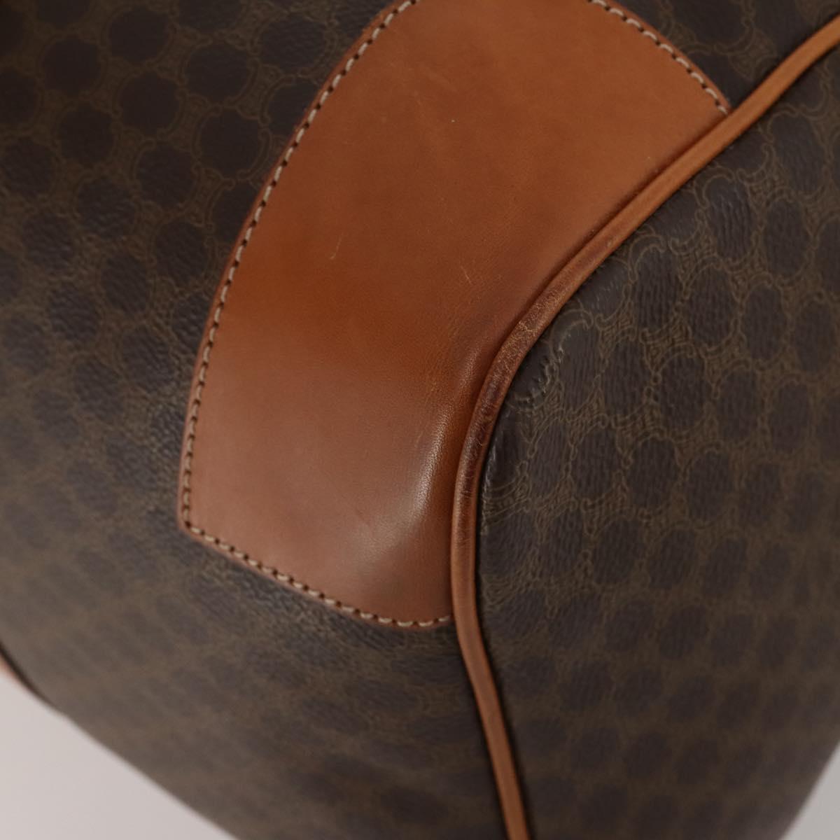 CELINE Macadam Boston Bag PVC Leather Brown Gold Tone Auth 192843A
