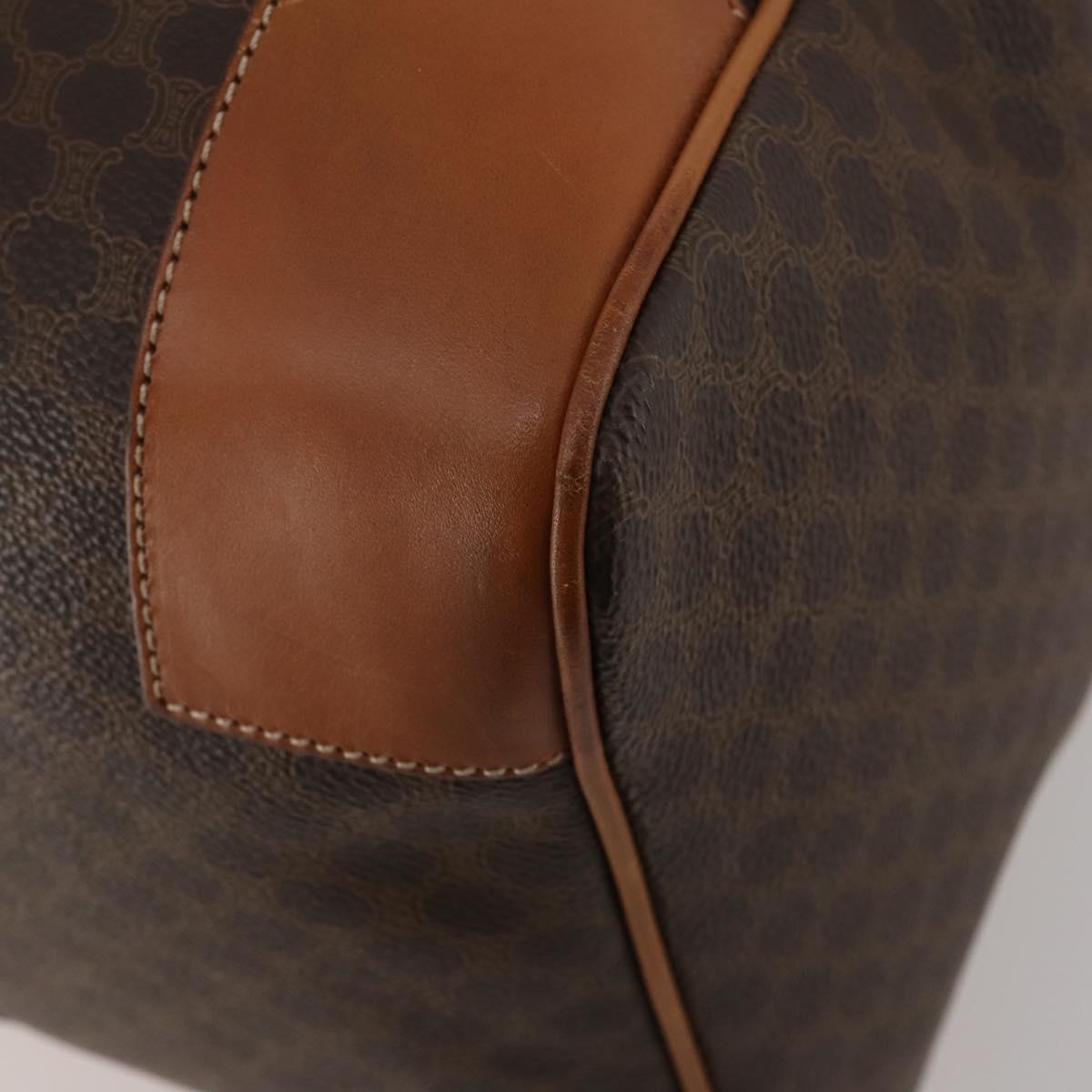 CELINE Macadam Boston Bag PVC Leather Brown Gold Tone Auth 192843A