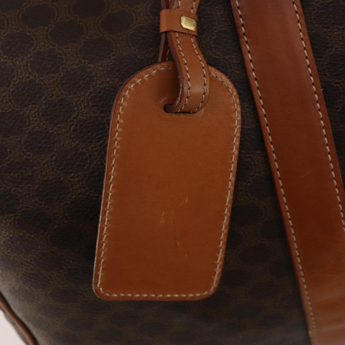 CELINE Macadam Boston Bag PVC Leather Brown Gold Tone Auth 192843A