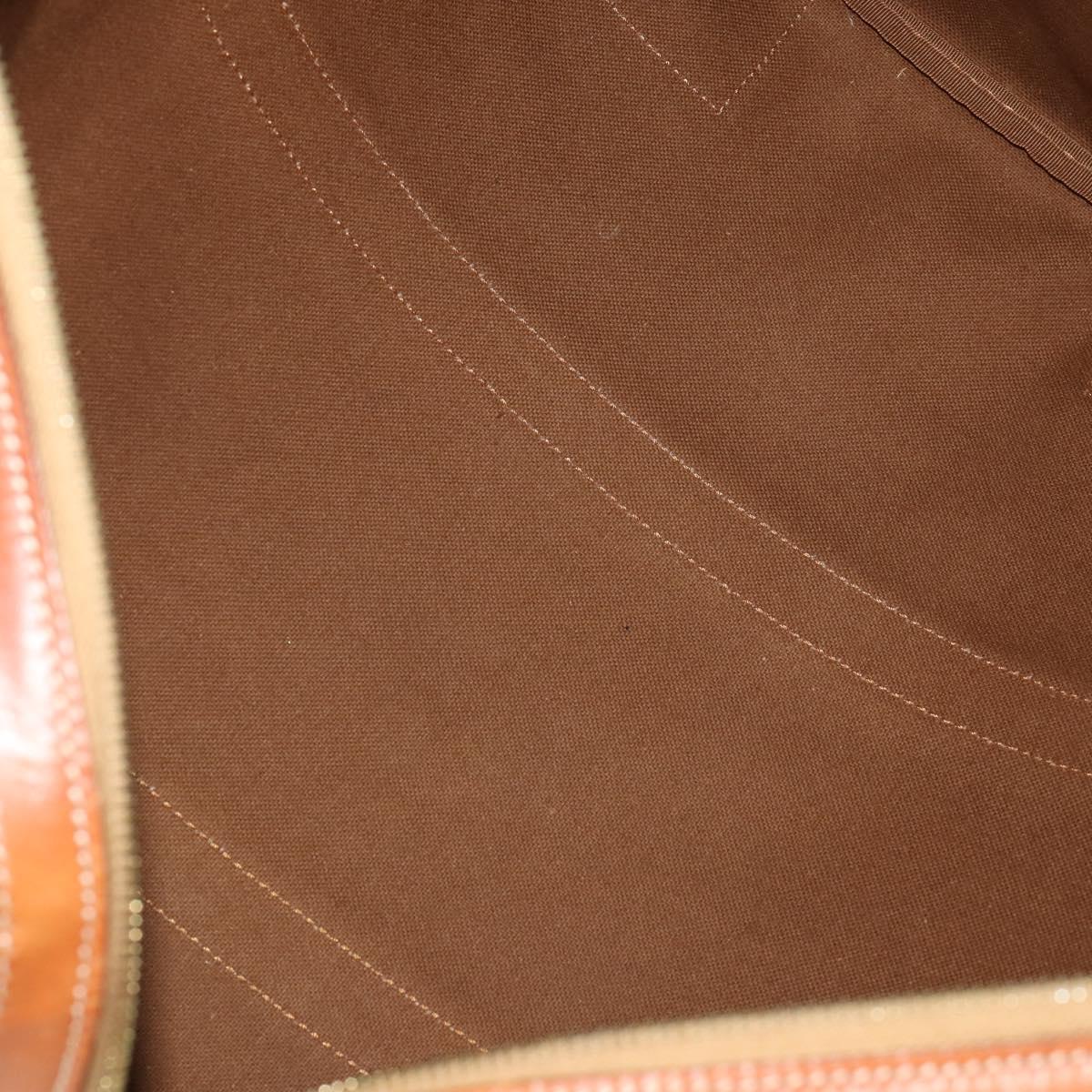 CELINE Macadam Boston Bag PVC Leather Brown Gold Tone Auth 192843A