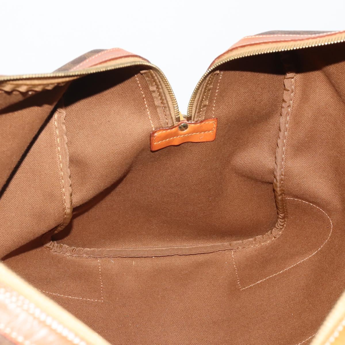 CELINE Macadam Boston Bag PVC Leather Brown Gold Tone Auth 192843A