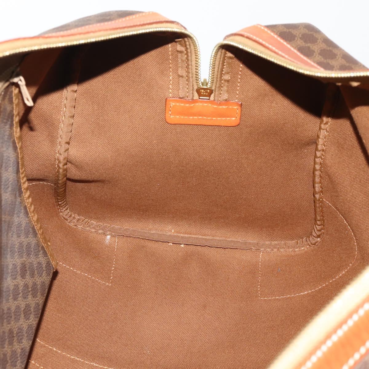 CELINE Macadam Boston Bag PVC Leather Brown Gold Tone Auth 192843A