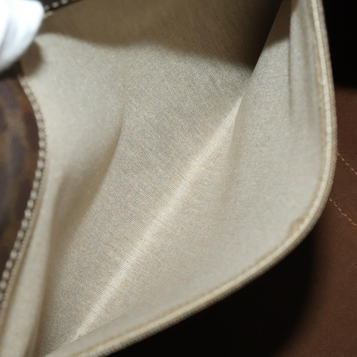 CELINE Macadam Boston Bag PVC Leather Brown Gold Tone Auth 192843A