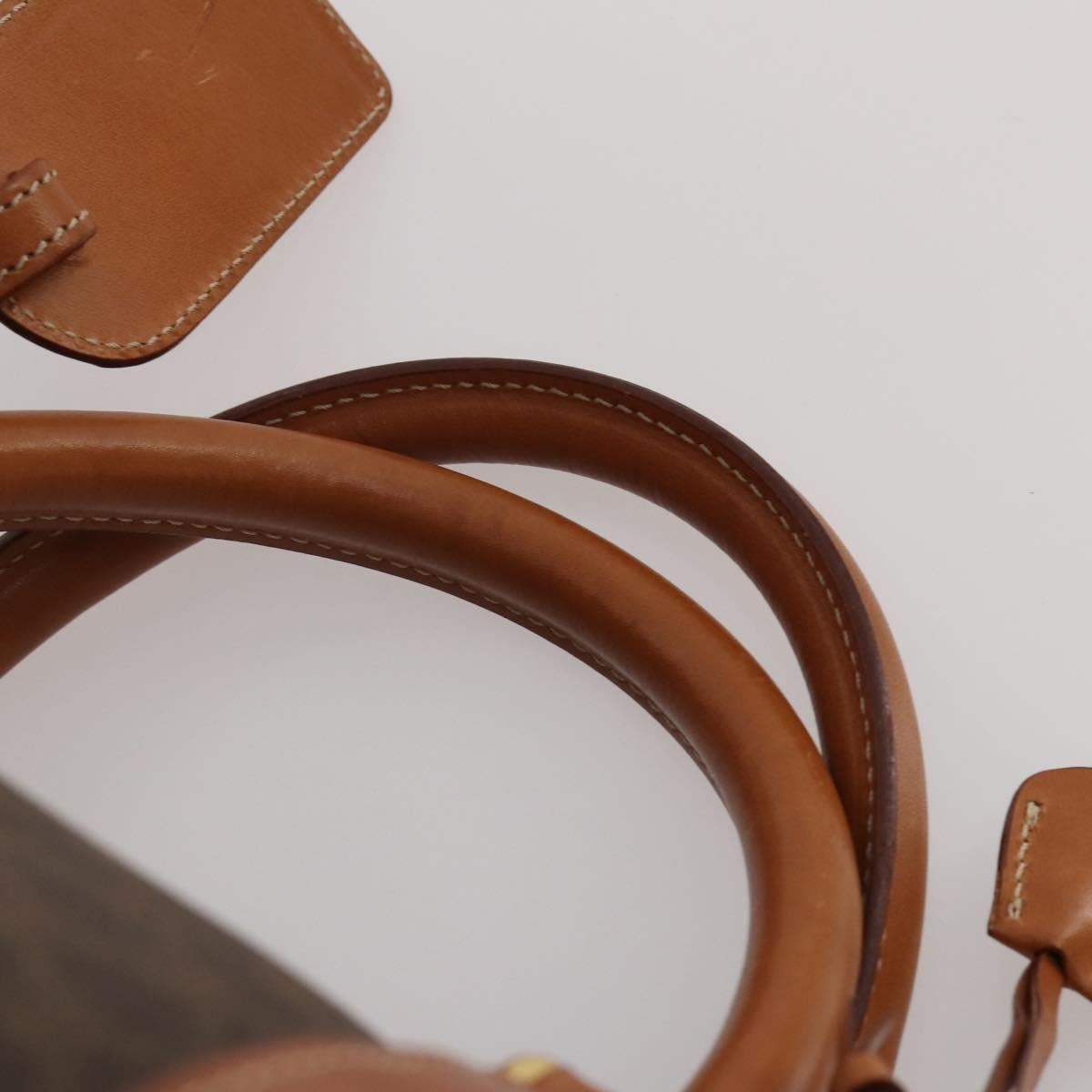 CELINE Macadam Boston Bag PVC Leather Brown Gold Tone Auth 192843A