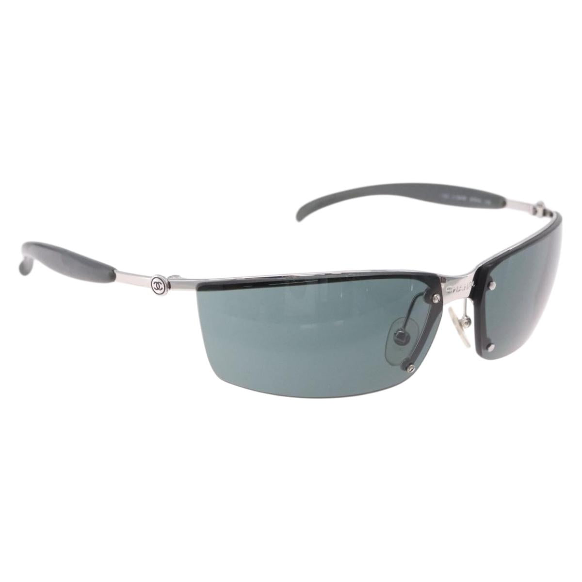 CHANEL Sunglasses metal Green CC Auth 192844M