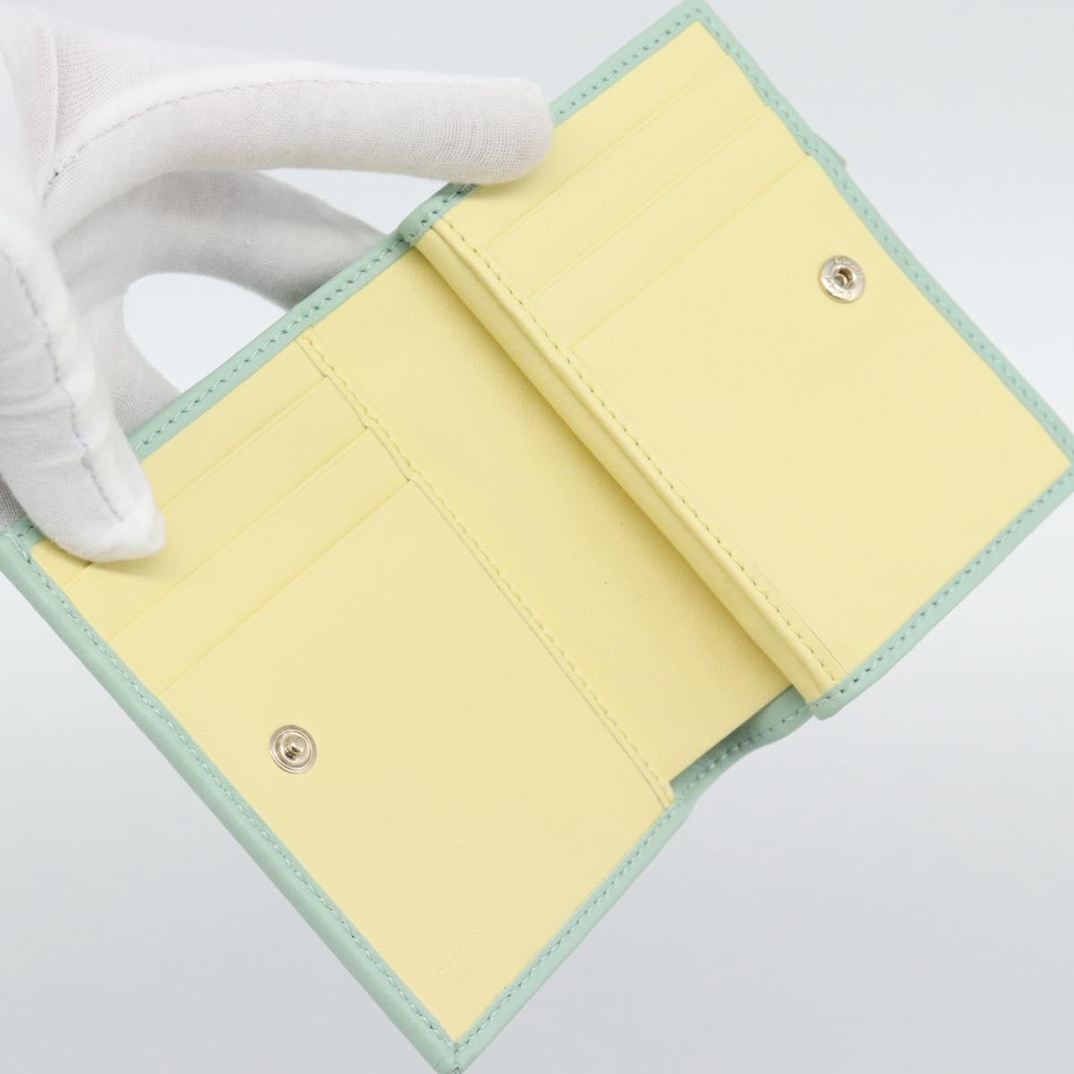 GUCCI Compact Wallet Bifold Wallet Leather Green 790063 Auth 192846M