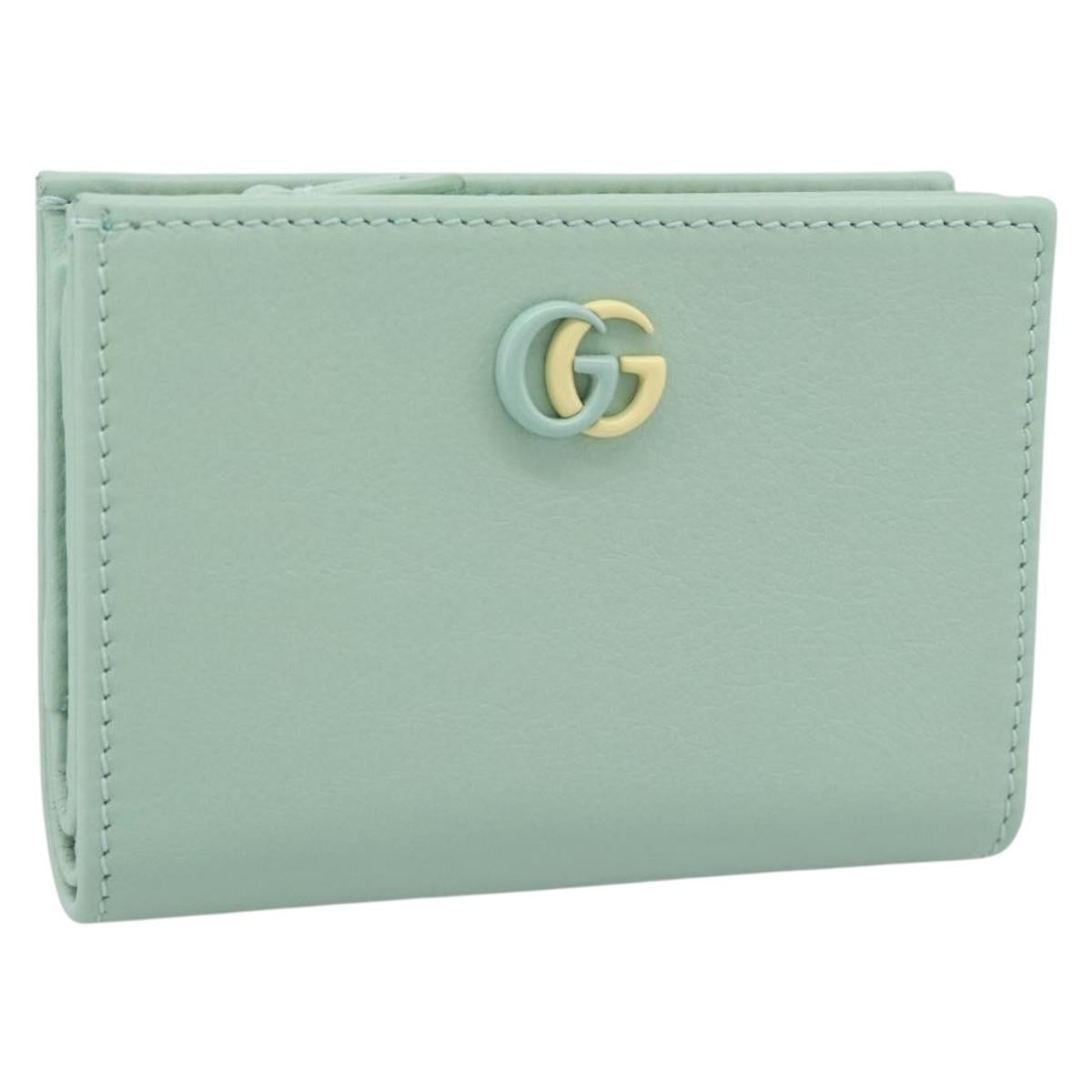 GUCCI Compact Wallet Bifold Wallet Leather Green 790063 Auth 192846M