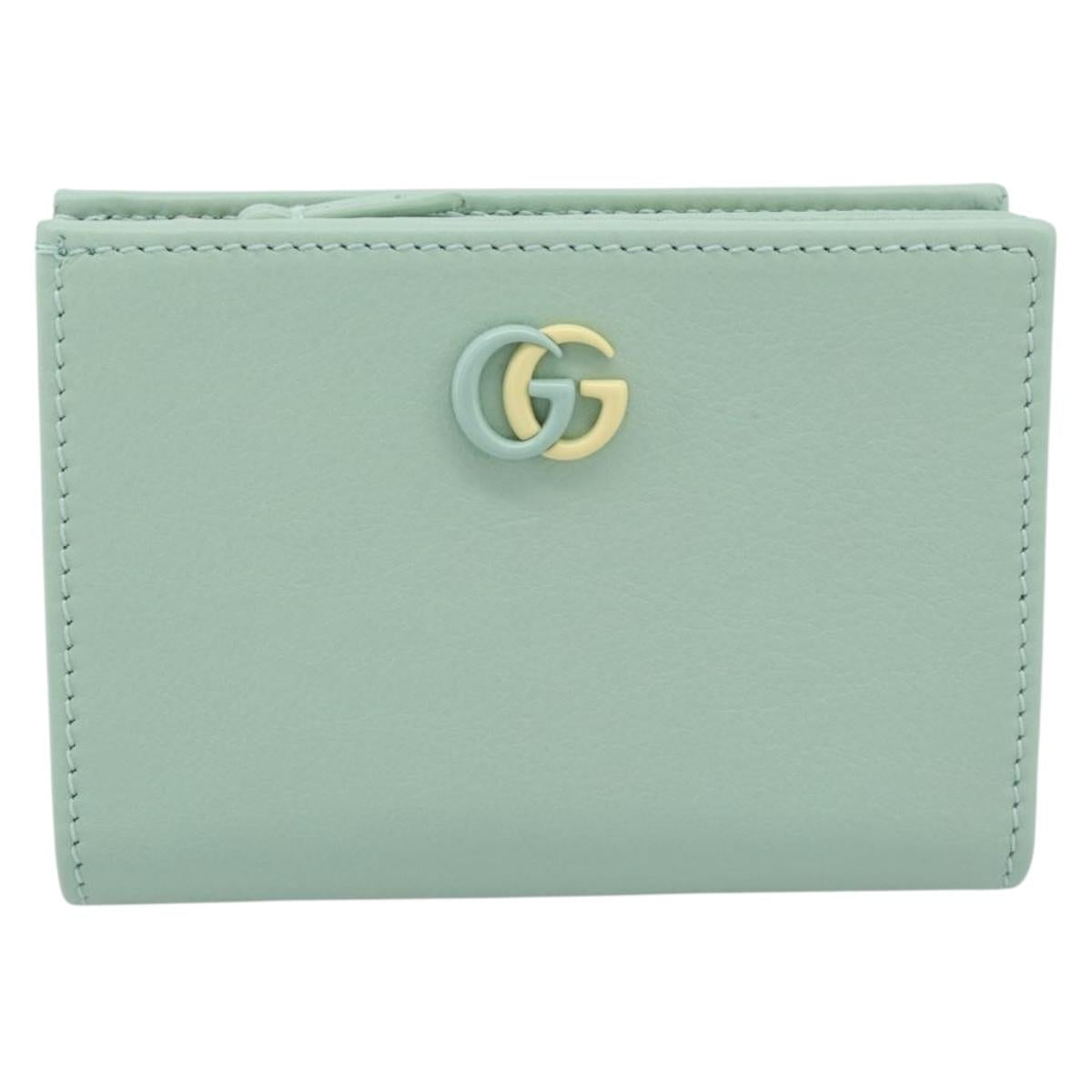 GUCCI Compact Wallet Bifold Wallet Leather Green 790063 Auth 192846M