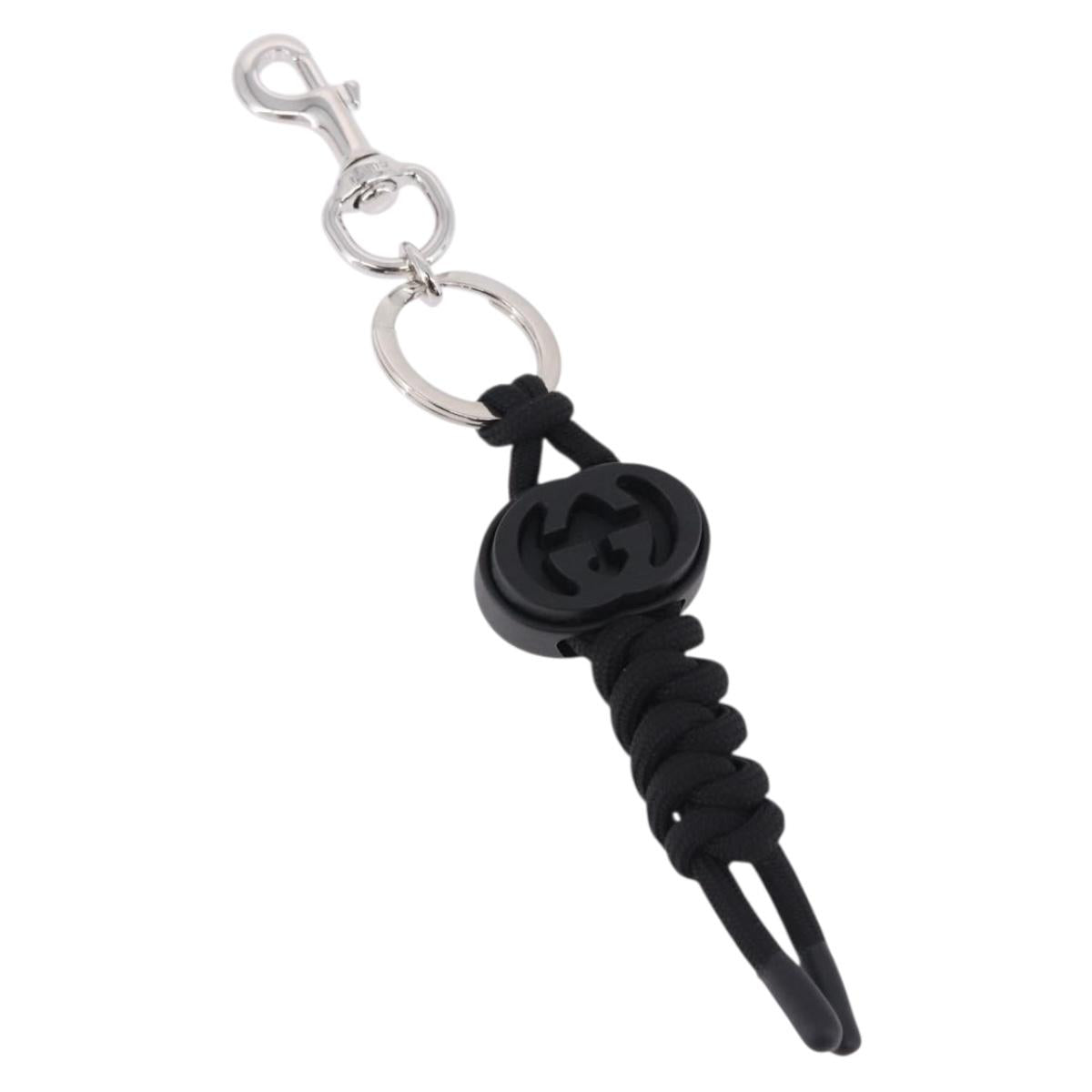 GUCCI Key Holder Metal Black Silver Auth 192848M