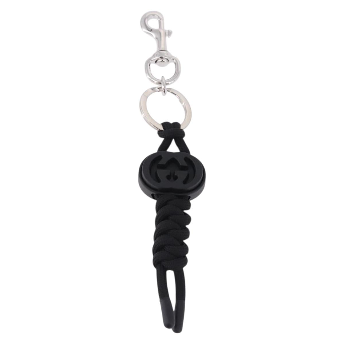 GUCCI Key Holder Metal Black Silver Auth 192848M