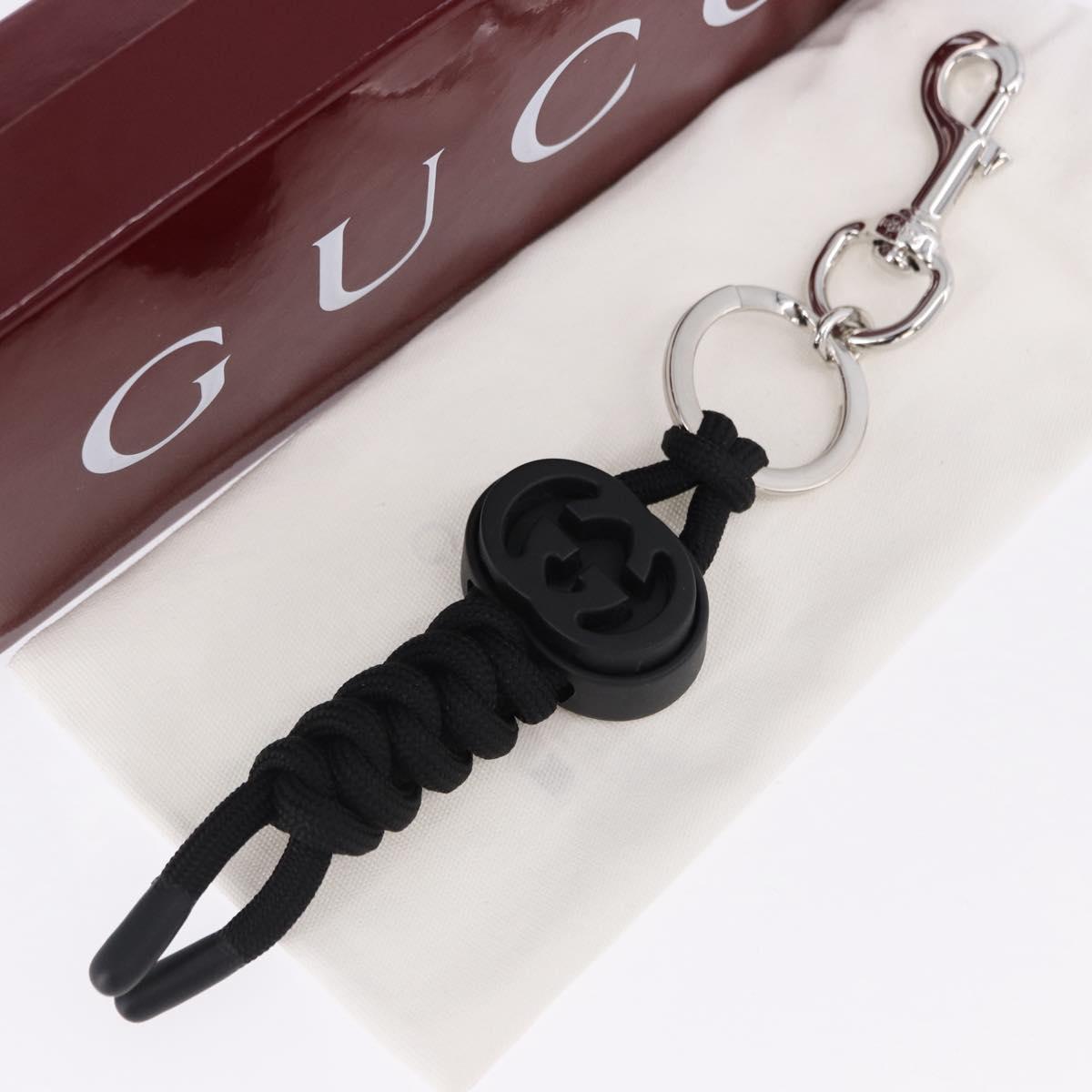 GUCCI Key Holder Metal Black Silver Auth 192848M