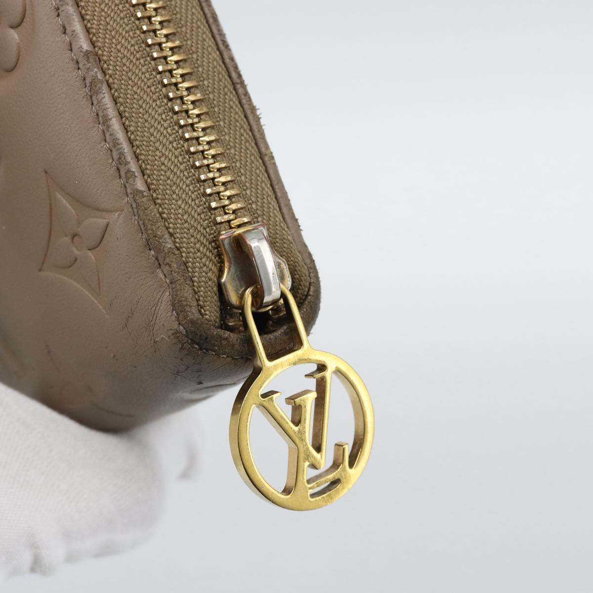 LOUIS VUITTON Monogram Emboss Zippy Wallet Long Wallet Beige M81511 Auth 192854