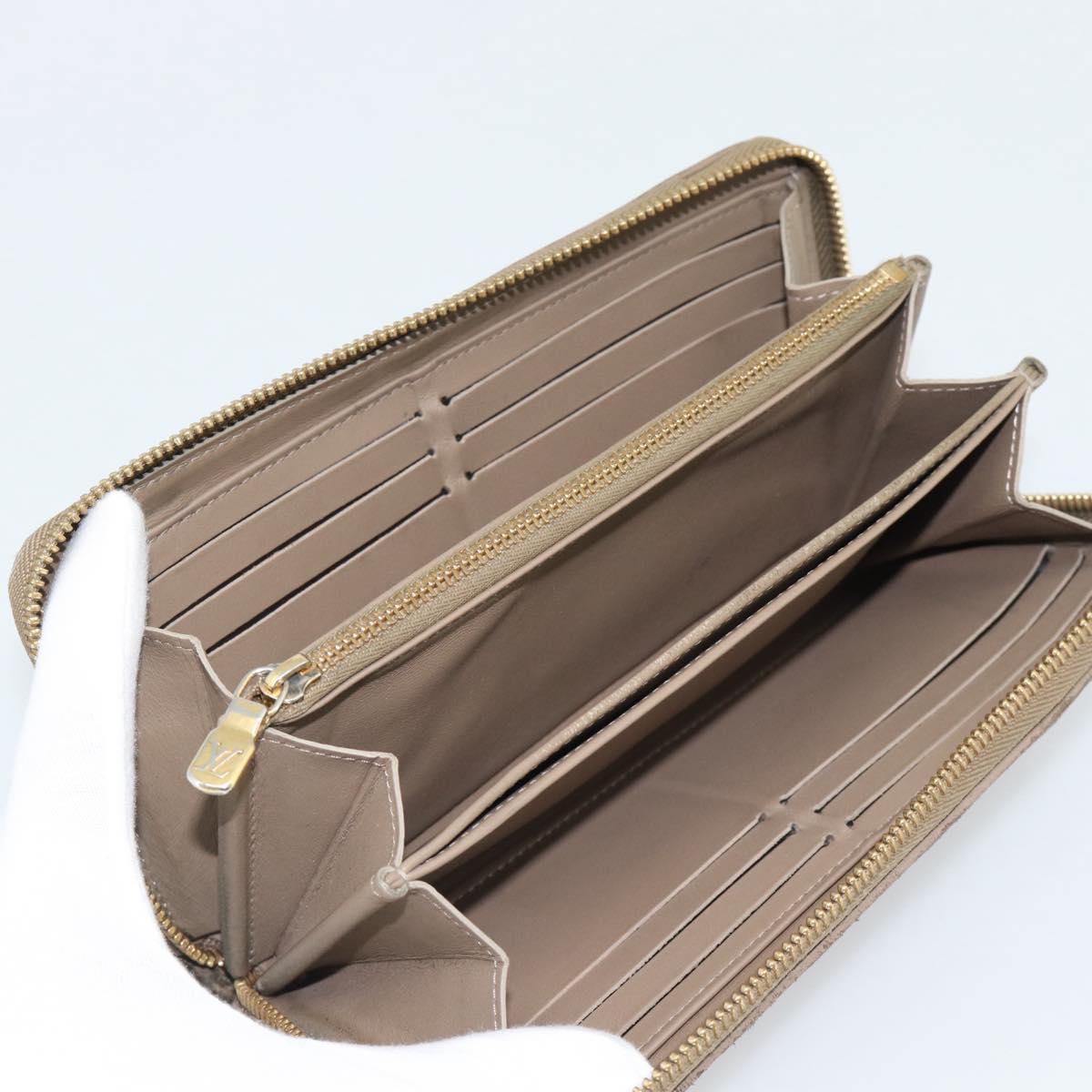 LOUIS VUITTON Monogram Emboss Zippy Wallet Long Wallet Beige M81511 Auth 192854