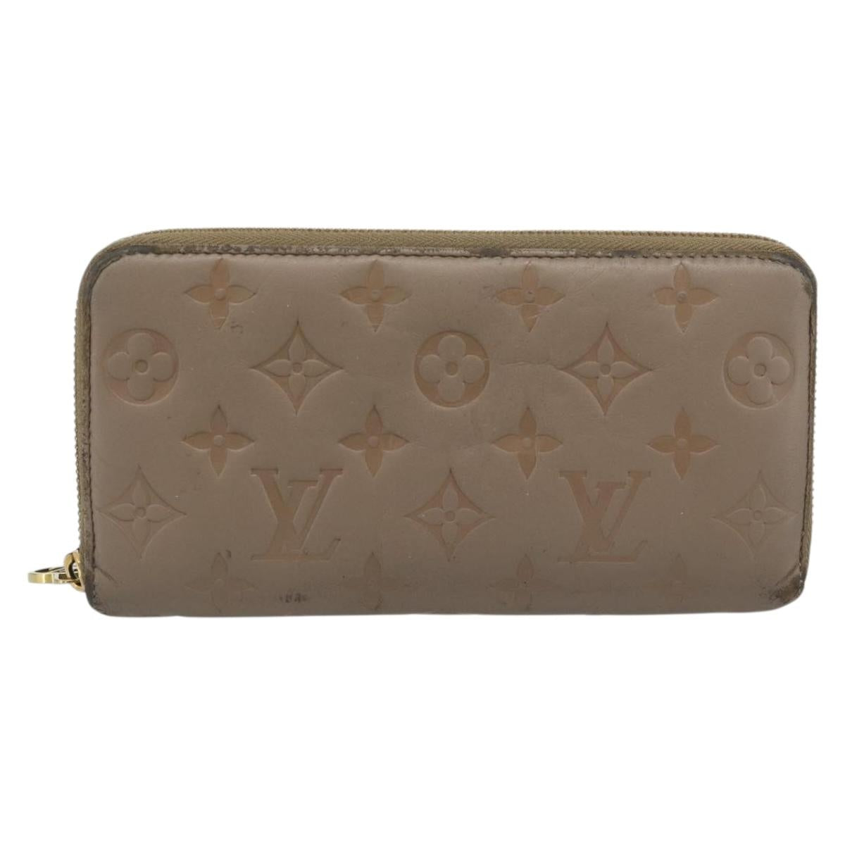 LOUIS VUITTON Monogram Emboss Zippy Wallet Long Wallet Beige M81511 Auth 192854