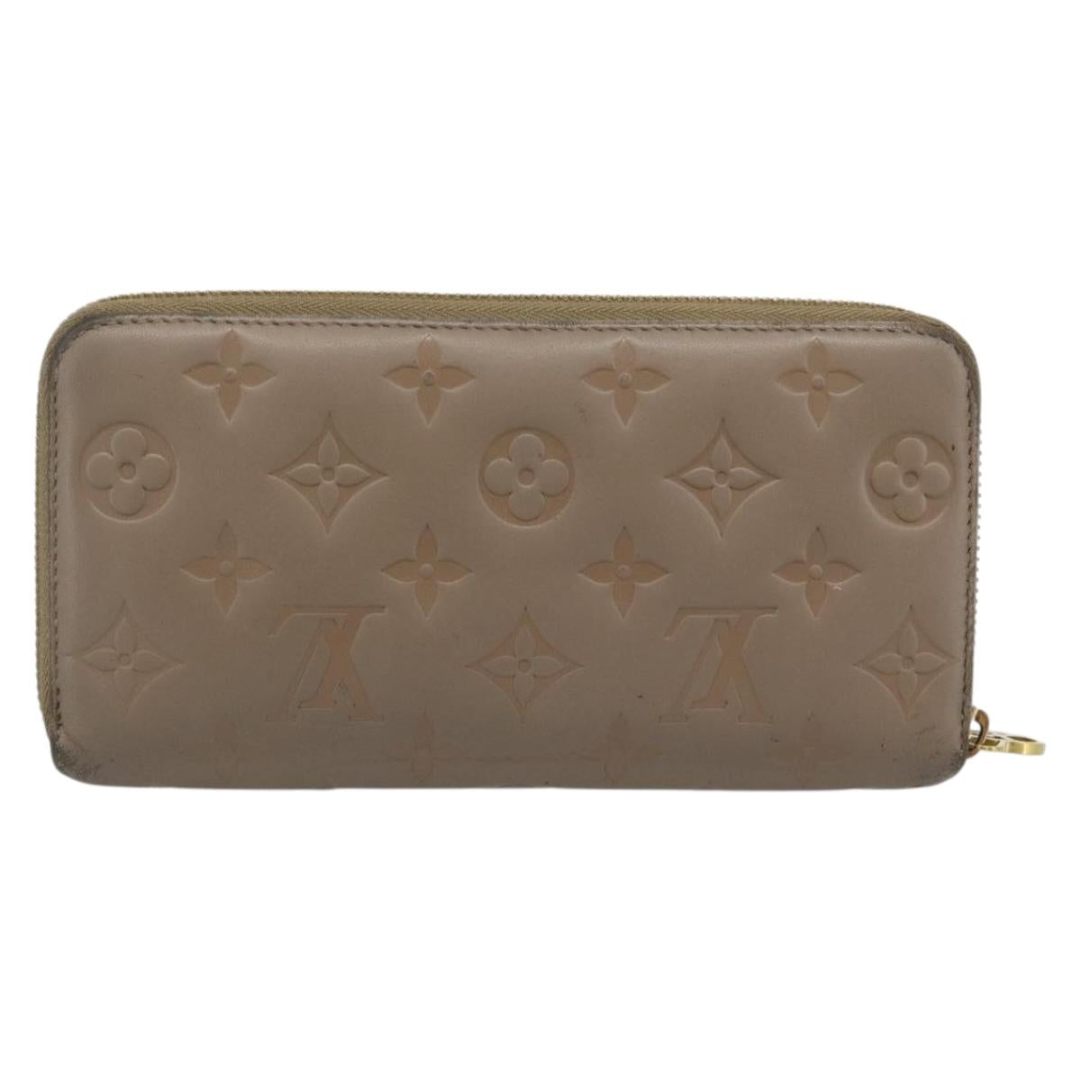 LOUIS VUITTON Monogram Emboss Zippy Wallet Long Wallet Beige M81511 Auth 192854