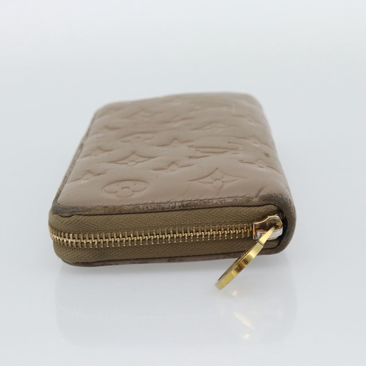 LOUIS VUITTON Monogram Emboss Zippy Wallet Long Wallet Beige M81511 Auth 192854