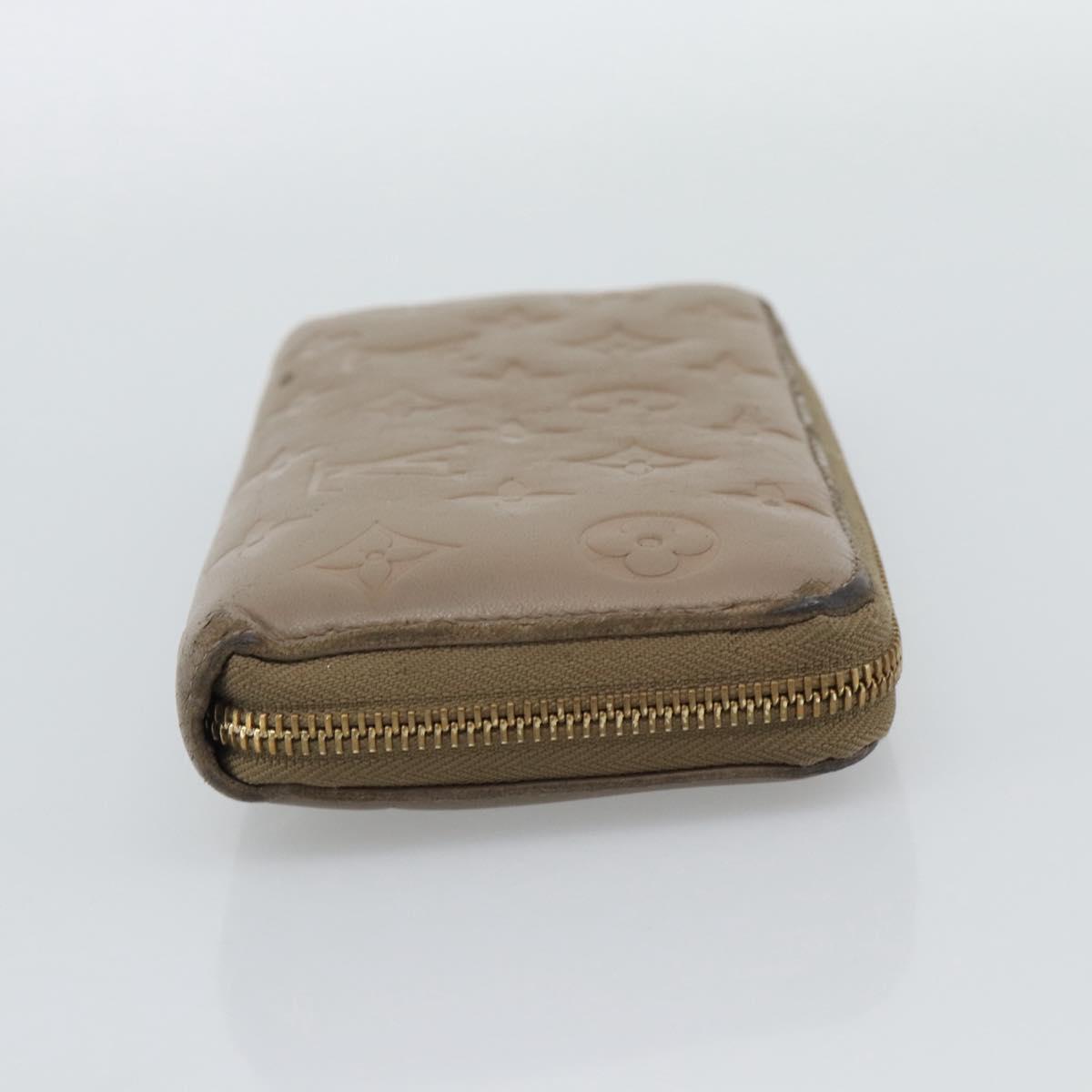 LOUIS VUITTON Monogram Emboss Zippy Wallet Long Wallet Beige M81511 Auth 192854