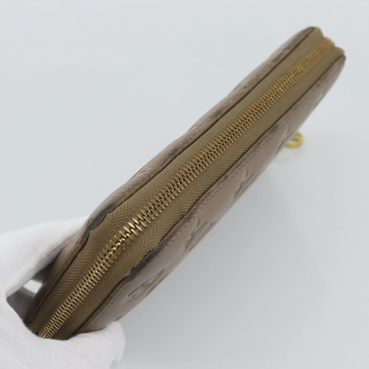 LOUIS VUITTON Monogram Emboss Zippy Wallet Long Wallet Beige M81511 Auth 192854