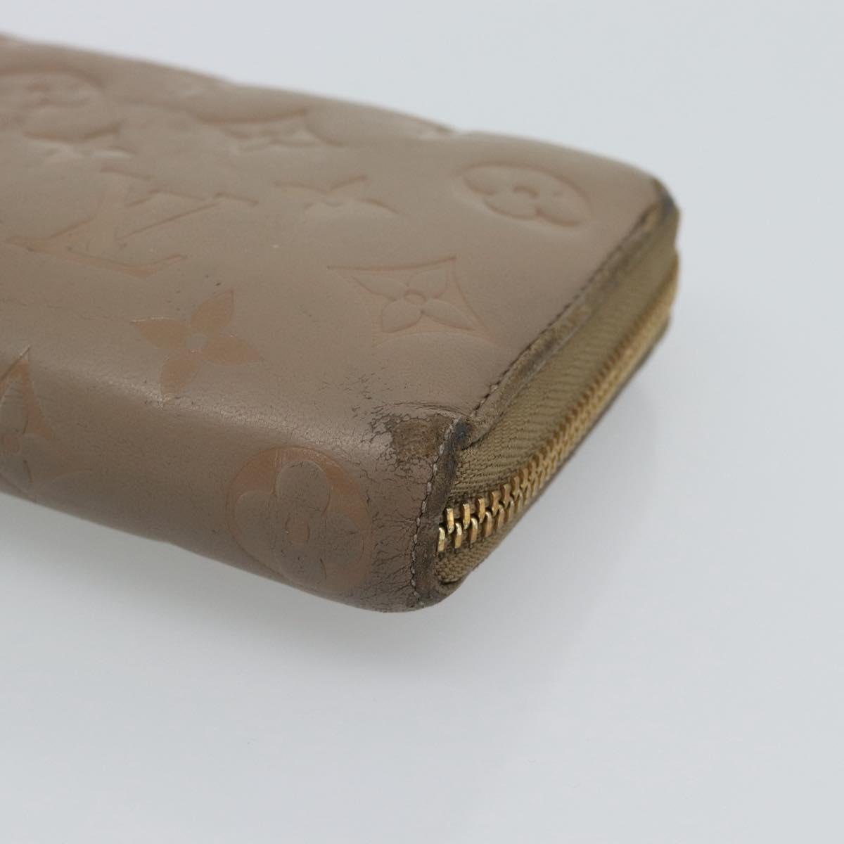 LOUIS VUITTON Monogram Emboss Zippy Wallet Long Wallet Beige M81511 Auth 192854